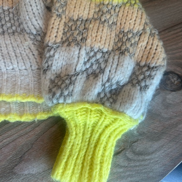 Free People Check Me Out Checkerboard Turtleneck Sweater Macaroon - Picture 4 of 5